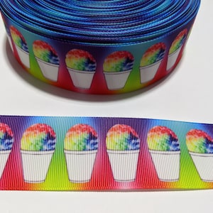 Rainbow Snow Cone Grosgrain Ribbon - 1.5&quot; Wide Decorative Trim 2 Yards