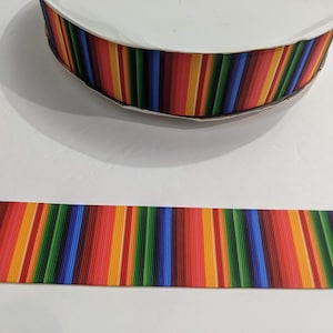 Rainbow Serape Stripe Grosgrain Ribbon - 1.5&quot; Wide Trim, 2 Yards