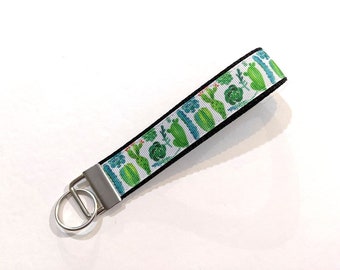 Keychain Cactus and Succulents Key Fob Keychain wristlet 1" Wide