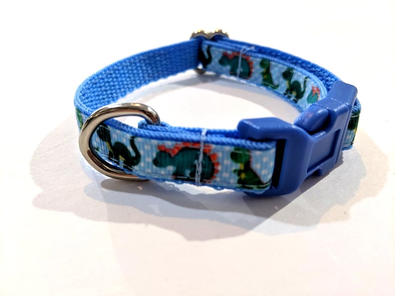 Dinosaurs Dog Collar Stegosauras Small Collar 1/2 Inch Wide Small Collar Breakaway Cat Collar Cute Dog Collar Narrow Dog Collar image 1