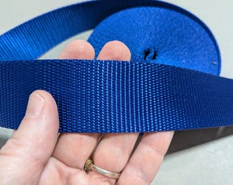 1.5 Inch Heavy Duty Nylon Webbing by the Yard, Blue Strapping for Bags, Belts, Dog Collars, and Outdoor Gear, 6.5 Yards Craft Supply