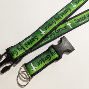 Saved by Grace Breakaway Lanyard 1 Inch Wide Detachable Keychain Lanyard Christian Lanyard ID Badge Lanyard Handmade Lanyard image 1