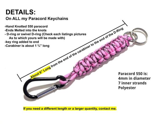 Black With Multi Colors Knotted Paracord Keychain With Carabiner