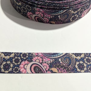 3 Yards of 7/8&quot; Ribbon - Pink Paisley #11138 - Decorative Tape, Sew on Trim, Junk Journal Add On