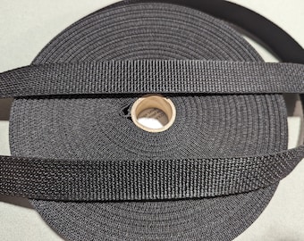 5 Yards Black Polypropylene Strap | 1" Wide Lightweight Webbed Strap | Camping Strap | Black Straps | Backpack Strapping | Black Handles