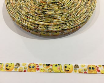 Emoji Ribbon: 3/8 Inch Wide Grosgrain Ribbon - 3 Yards Decorative Trim