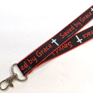 Ephesians 2:8 ID Lanyard | 1&quot; Wide Badge Lanyard | Saved By Grace Neck Lanyard | Breakaway lanyard | Double Sided Lanyard | Safety Lanyard