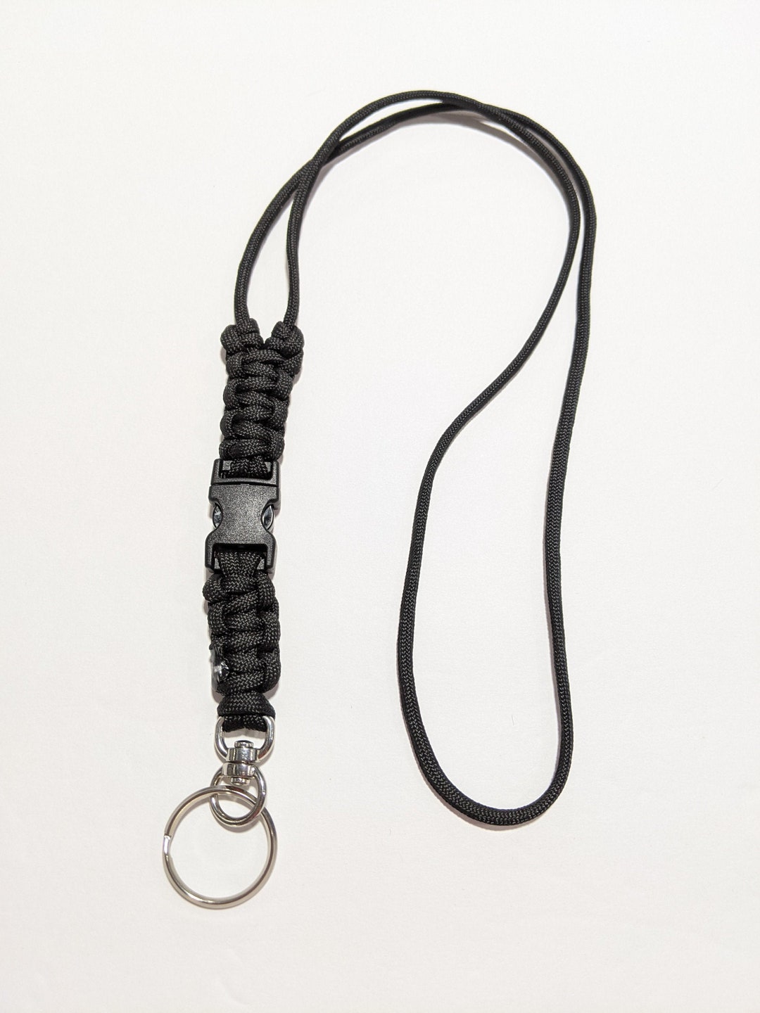 Black Minimalist Paracord or Parachute Cord ID or Keychain Etsy