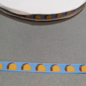 Taco Ribbon: 3/8 Inch Blue Polyester Grosgrain Sew-On Trim (3 Yards)