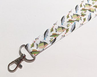 Ocean Fish ID Lanyard: Grosgrain Ribbon, Double Sided Badge Holder, (1" Wide)