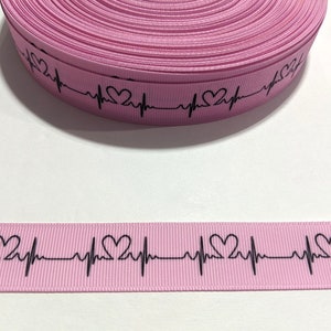 Heartbeat Grosgrain Ribbon: Nurse Doctor Trim, 7/8&quot; Wide - 3 Yards