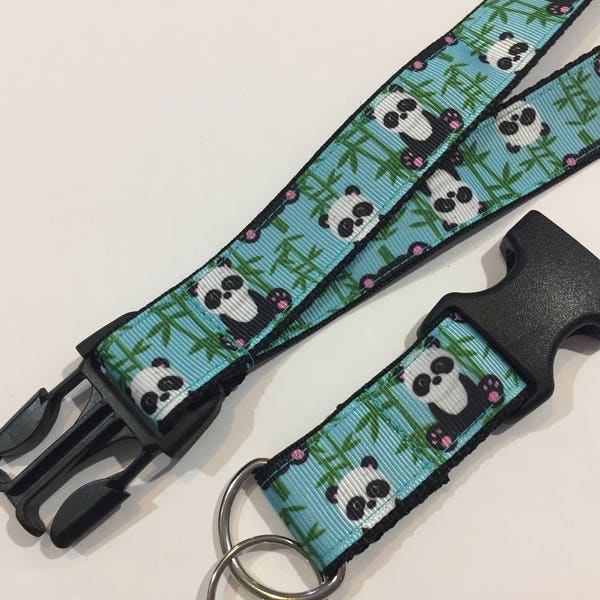 Panda Bear Breakaway Lanyard | Animal 1 Inch Wide Detachable Keychain Lanyard | Key Ring Lanyard | ID Badge Lanyard | Cute Handmade Lanyard