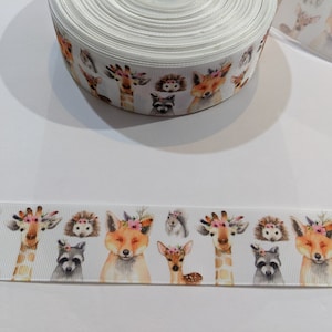 2 yards de 1,5" ruban - Animaux Cerf Girafe Ecureuil Renard Raton laveur hérisson #10187 - Ruban adhésif décoratif, couture à coudre, journal indésirable