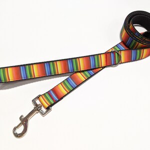Rainbow Serape Dog Leash, Striped Dog Leash, 1 Inch Wide and 3 to 8 Foot Dog Leash, Cute Dog Leash, Fun Puppy Leash, Dog Lover Gift