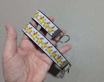 Silly Chicken Keychain, Farm 3" Key Fob, 6" Wristlet, You Pick Strap Color