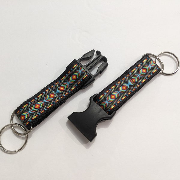 Aztec Double Keychain | Southwest Duel Keychain | 1 Inch Wide Keychain | Double Keychain | Cute Duel Keychain | Buckle Keychain