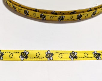 Bumble Bee Ribbon: 3/8 Inch Yellow Grosgrain Ribbon, 3 Yards Decorative Trim