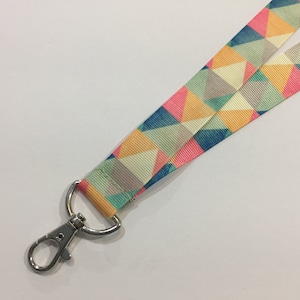 Geometric Triangles ID Lanyard: 1-Inch Wide Grosgrain Ribbon, Double Sided