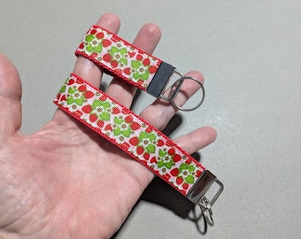 Strawberry Keychain, Berry 3" Key Fob or 6" Wristlet, You Pick Strap Color