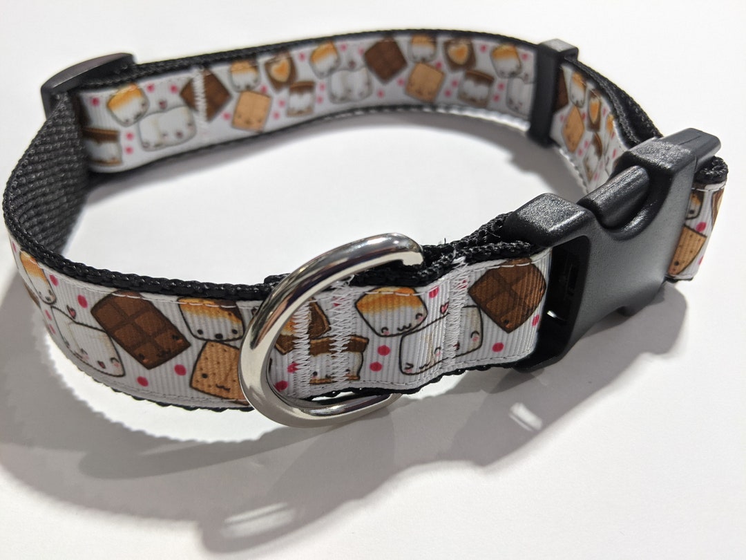 Smores Dog Collar Camping Dog Collar 1 Inch Wide Collar Adjustable Dog