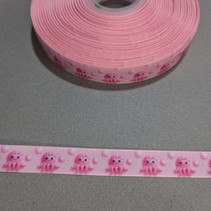 3 yards de ruban de 5/8" - Bébés pieuvres roses #11570 - Ruban adhésif décoratif, garniture à coudre, ruban pour carnet de bord
