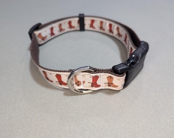 Cowboy Boots Dog Collar: 1-Inch Adjustable Pet Collar