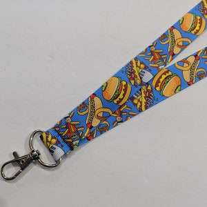 Hamburger & Hot Dog Lanyard: Novelty Food, Double Sided Badge Holder, (1&quot; Wide)