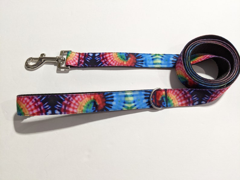 Navy Blue and Aqua Blue Tie Dye Swirls Hippy Handmade 1 Wide 3,4,5,6,7,8 Foot Dog or Pet Leash