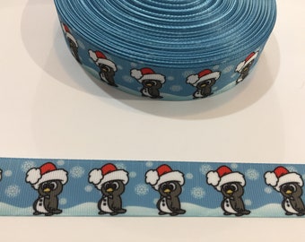 Santa Penguins Grosgrain Ribbon - 3 Yards - 1"