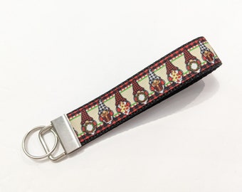 Keychain Christmas Gnomes Key Fob Keychain Wristlet 1" Wide