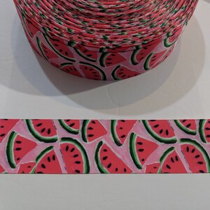 2 Yards of 1.5&quot; Ribbon - Watermelon Pieces #10168 - Decorative Tape, Sew on Trim, Junk Journal Add On