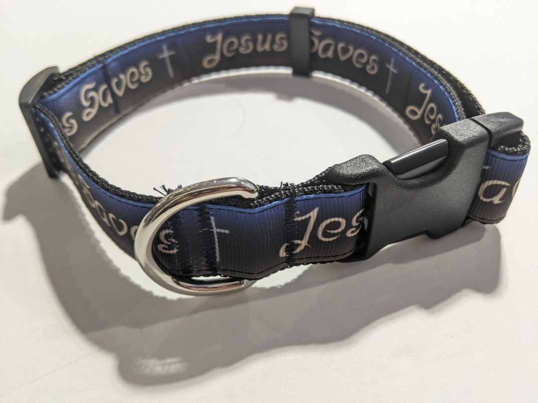 Jesus Saves Dog Collar Cross Dog Collar 1 Inch Wide Collar Adjustable