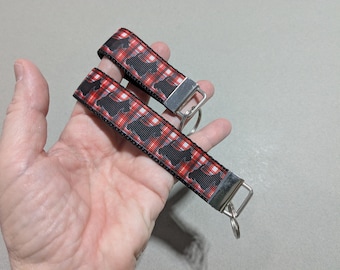 Scottish Terrier Keychain, Scottie Dog 3" Key Fob, 6" Wristlet, You Pick Strap Color