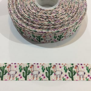 1 mètre de ruban de 2,5 cm - Lama avec cactus n° 10264 - Ruban adhésif décoratif, garniture à coudre, article pour journal indésirable