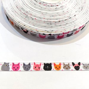 3 yards de ruban de 3/8 pouces de large, mignons chatons #10647, ruban décoratif étroit pour chatons, garniture à coudre, journal indésirable