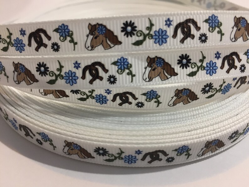 3 Yards of 38 Ribbon Cute Horses with Flowers #10038