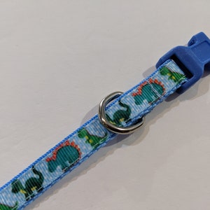 Dinosaurs Dog Collar Stegosauras Small Collar 1/2 Inch Wide Small Collar Breakaway Cat Collar Cute Dog Collar Narrow Dog Collar image 3