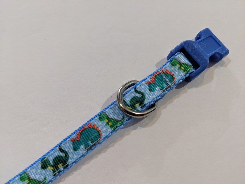 Dinosaurs Dog Collar Stegosauras Small Collar 1/2 Inch Wide Small Collar Breakaway Cat Collar Cute Dog Collar Narrow Dog Collar image 3