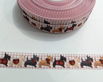 Scottie Dog Grosgrain Ribbon - 7/8" Decorative Trim, 3 Yards
