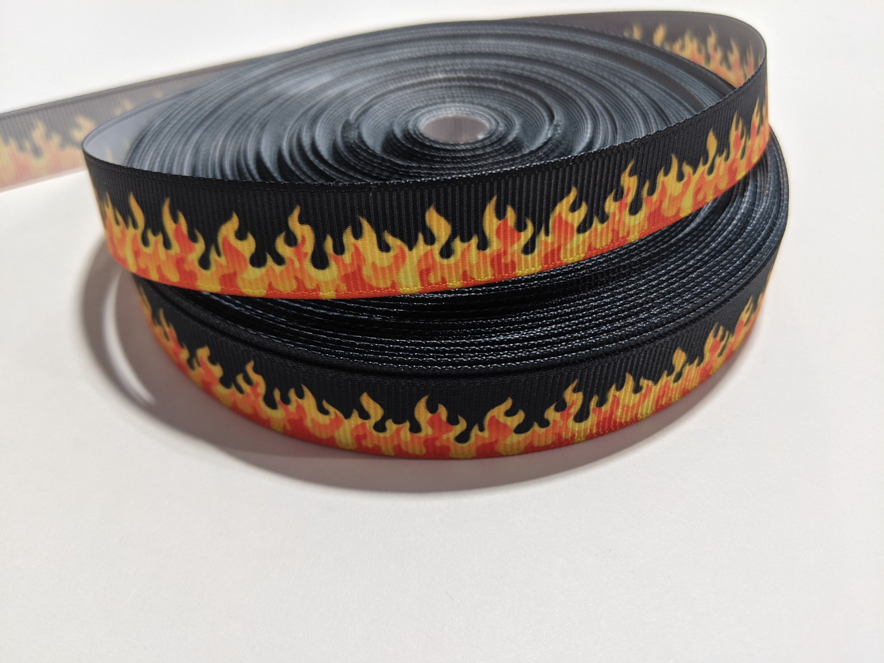 3 Yards of 5/8 Ribbon Black with Fire or Flames 11107 | Etsy