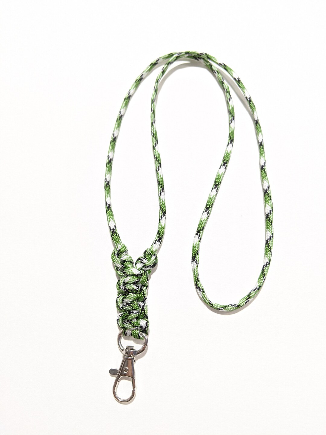 Green, Black and White Minimalist Paracord or Parachute Cord ID Lanyard ...