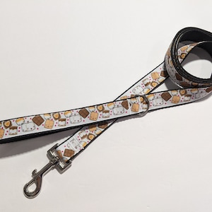 Smores Dog Leash | Camping Dog Leash | 1 Inch Wide Leash | 3 to 8 Foot Dog Leash | Food Dog Leash | Puppy Leash | New Puppy Gift