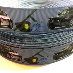 Police Car Grosgrain Ribbon: 7/8" Decorative Trim - 3 Yards