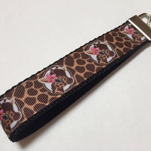 Adorable Giraffe Keychain, Key Fob Wristlet, 1 Inch Wide by 6 Inches Long, New Car or Driver Gift, Handle Style Key Ring, Cute Gift Idea