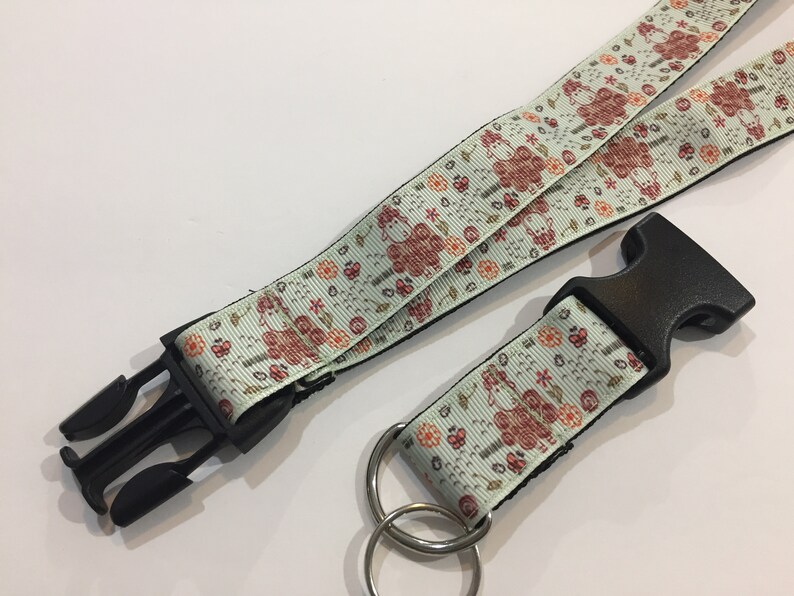 Handmade Adorable Fluffy Sheep or Lambs Lanyard with Removable Key Chain End 1 wide