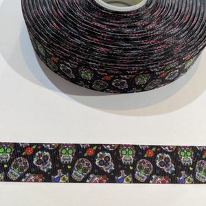 Sugar Skull Grosgrain Ribbon: 7/8&quot; Sew-On Trim (3 Yards)