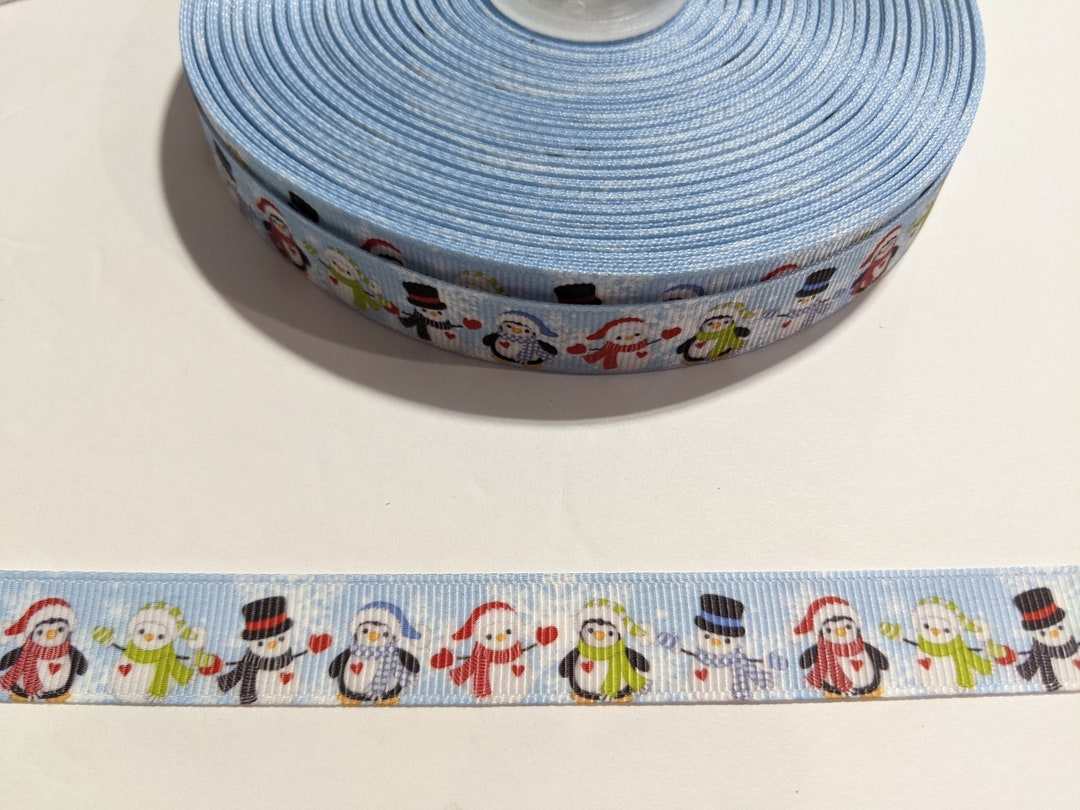 Winter Snowmen Penguins Grosgrain Ribbon: 5/8