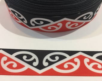 Black and Red Grosgrain Ribbon - Modern Design Trim, 3 Yards - 1" Wide