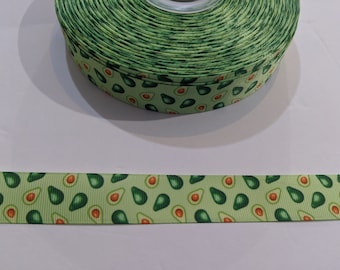 Avocado Print Grosgrain Ribbon - 7/8" Wide Trim, 3 Yards