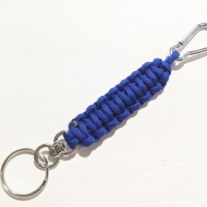 Cobalt Blue Knotted Paracord Keychain with Carabiner Clip